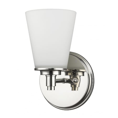Estallar 10 x 6.25 x 6.5 in. Conti 1-Light Polished Nickel Sconce with Etched Glass Shade ES3101958